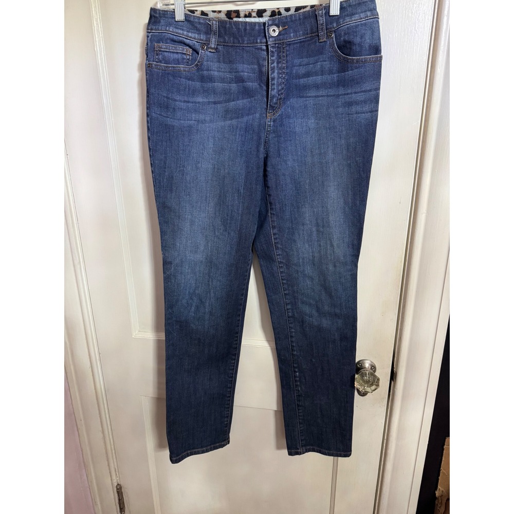 Chico's Platinum‎ Ultimate Fit
Straight Leg Jeans Size 1
Stretch Leopard Lined